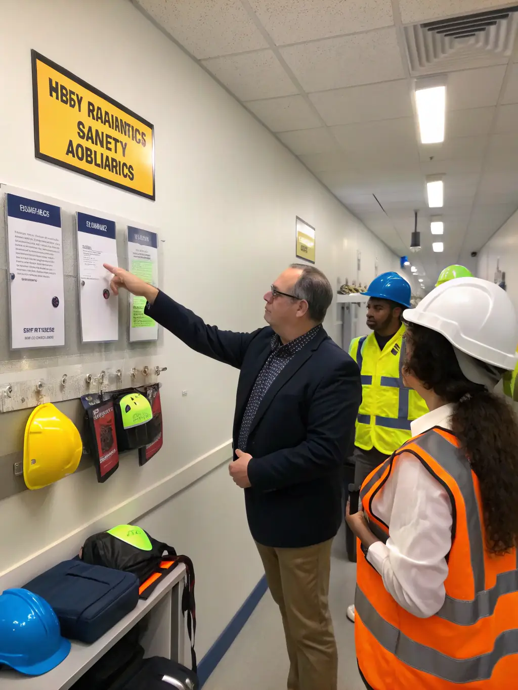 A business owner reviewing a risk assessment report with a consultant, identifying potential fire hazards and developing strategies to mitigate risks.