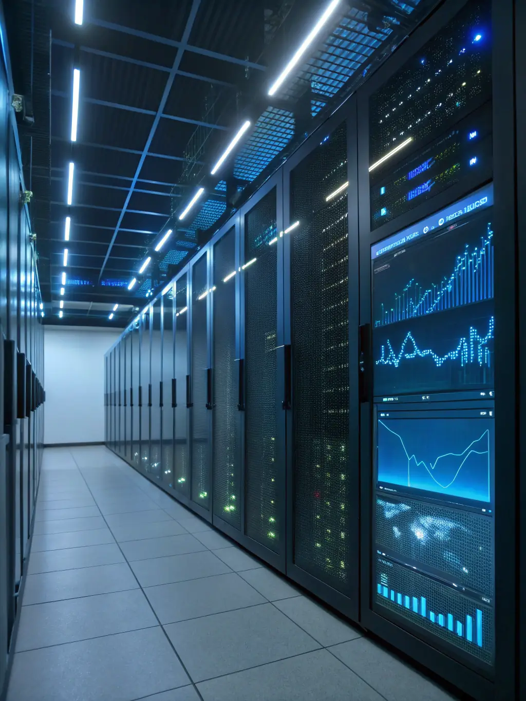 A professional auditor in a suit reviewing security protocols in a server room, ensuring compliance and identifying vulnerabilities for STConsultants' Security Audit service.